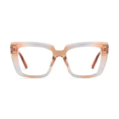 Square Transparent Brown/Transparent Gray Eyeglasses