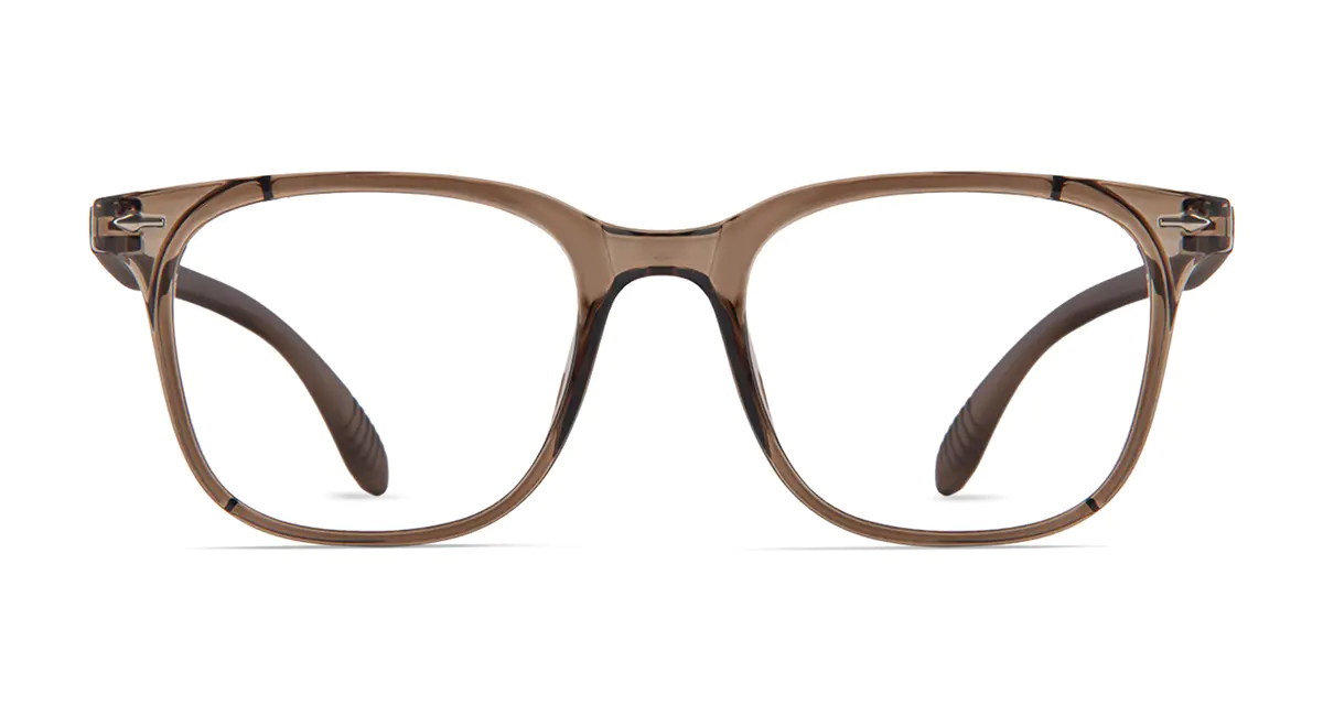 Square Transparent Brown Eyeglasses