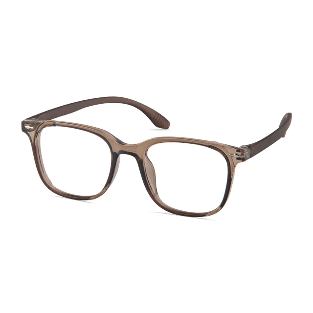 Square Transparent Brown Eyeglasses
