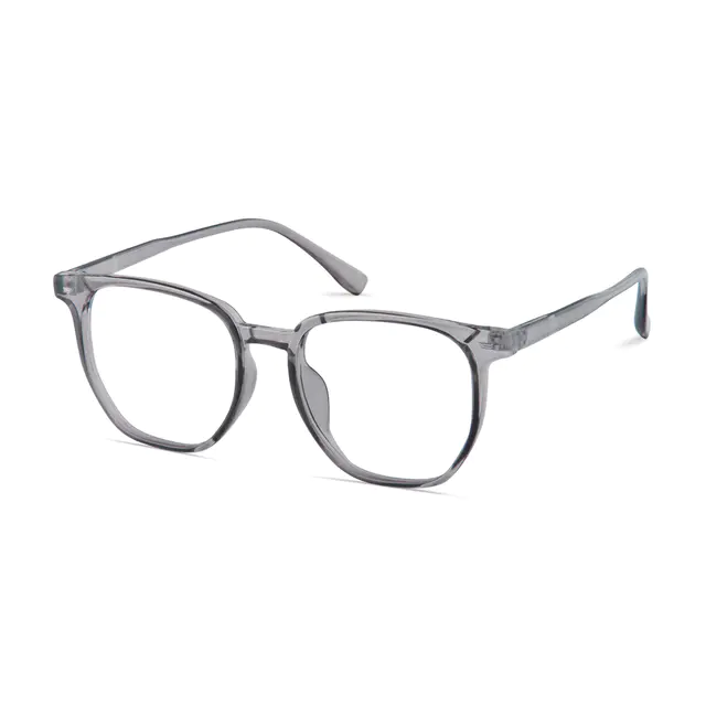 Square Transparent Gray Eyeglasses