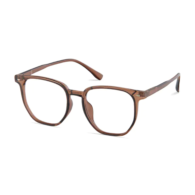 Square Transparent Brown Eyeglasses