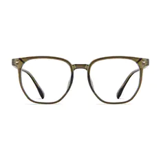 Square Transparent Green Eyeglasses
