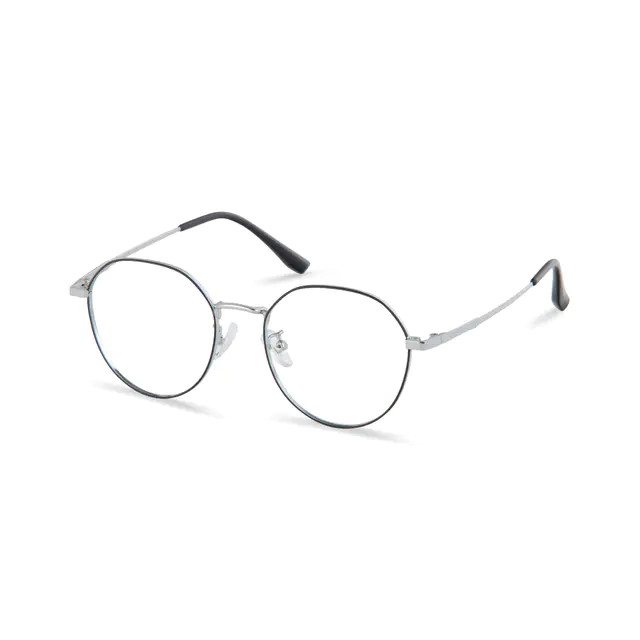 Round Black/Silver Eyeglasses