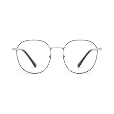 Round Black Silver Eyeglasses