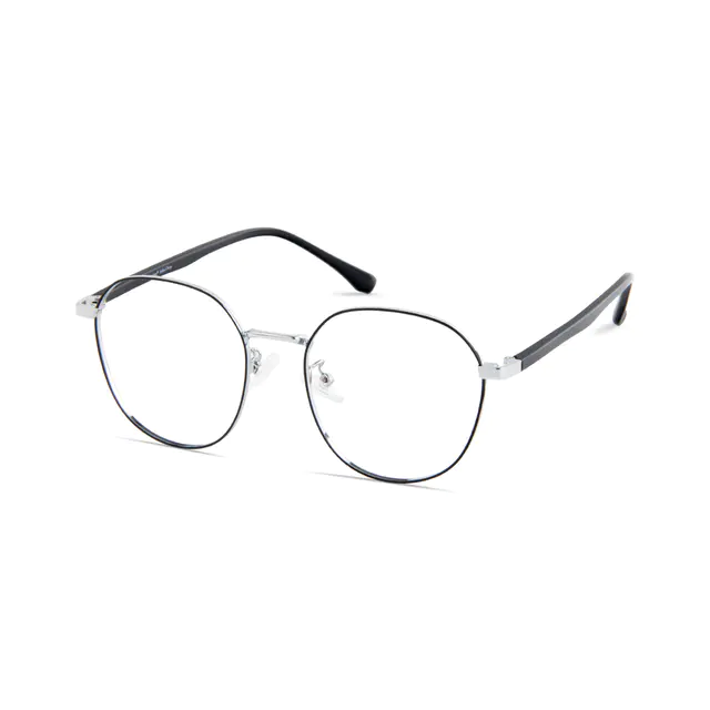 Round Black Silver Eyeglasses