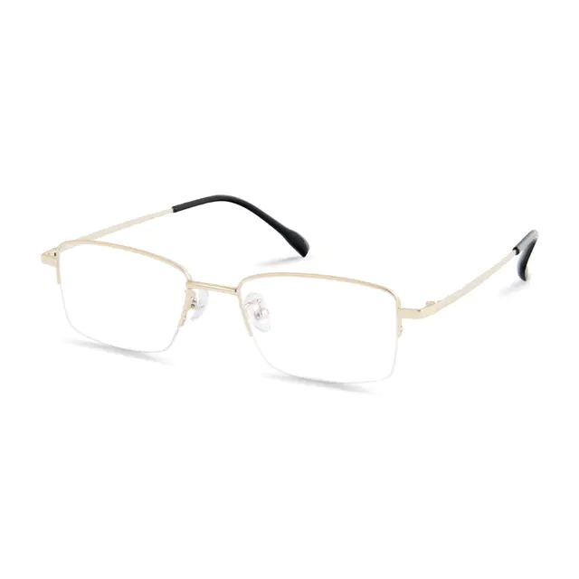Rectangle Gold Eyeglasses