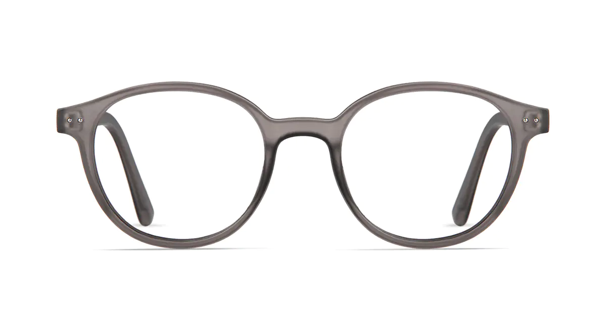 Round Transparent Gray Eyeglasses