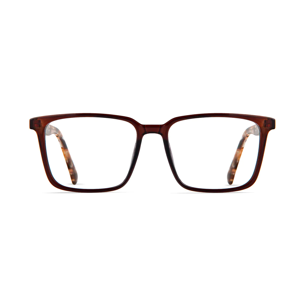 Rectangle Transparent Brown Eyeglasses