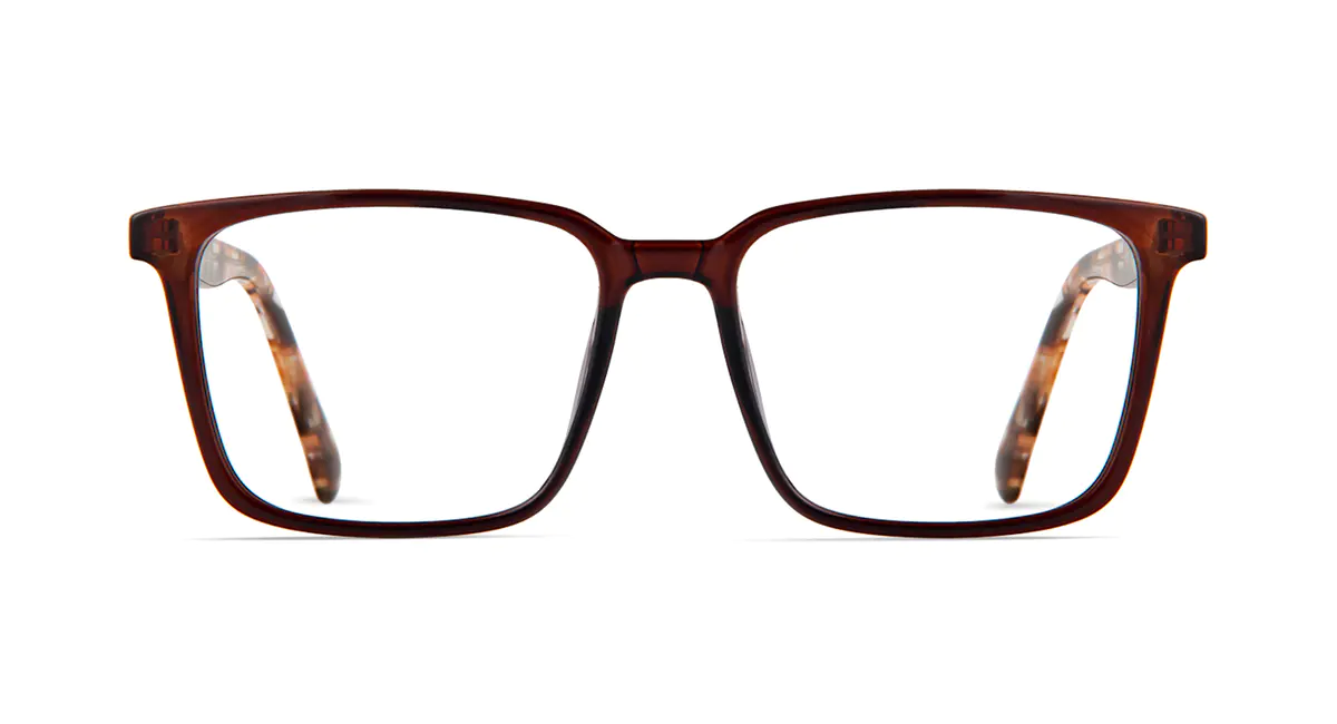Rectangle Transparent Brown Eyeglasses