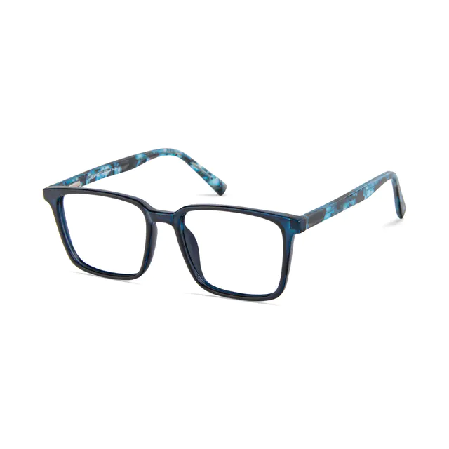 Rectangle Transparent Blue Eyeglasses