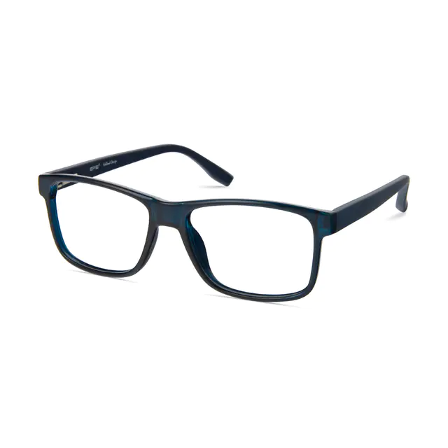 Rectangle Transparent Blue Eyeglasses