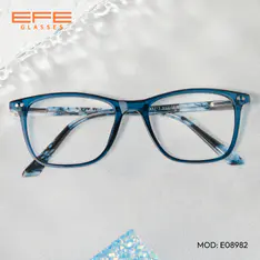 Rectangle Transparent Blue Eyeglasses