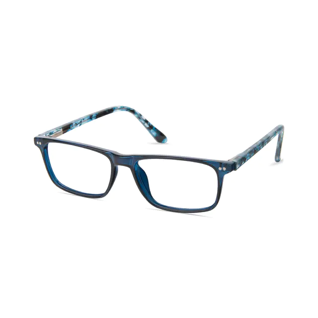 Rectangle Transparent Blue Eyeglasses