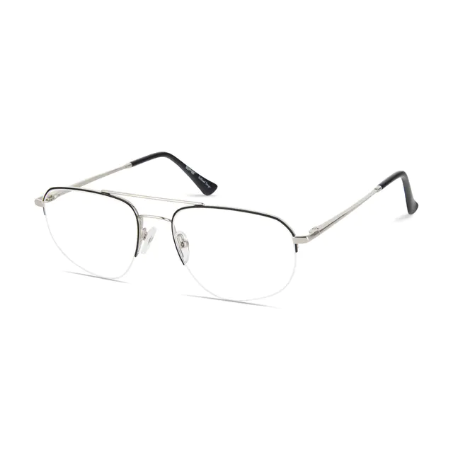 Aviator Black Silver Eyeglasses