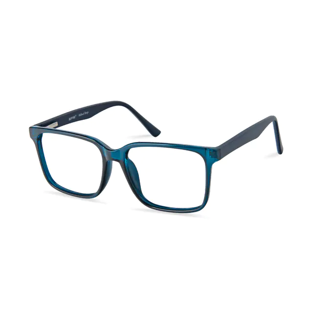 Square Transparent Blue Eyeglasses