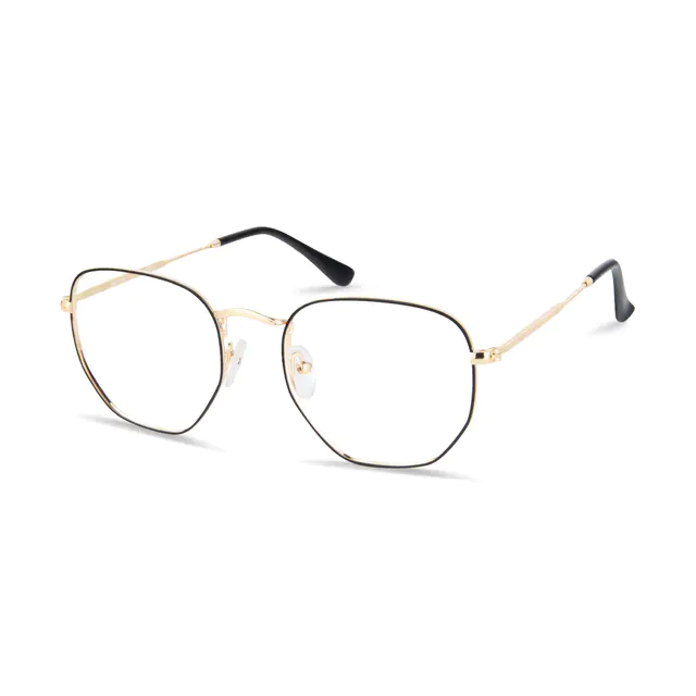 Geometric Black/Gold Eyeglasses