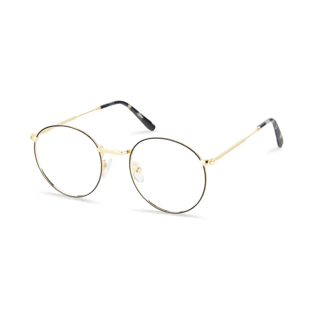 Round Black/Gold Eyeglasses