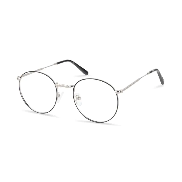 Round Black/Silver Eyeglasses
