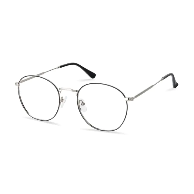 Round Black/Silver Eyeglasses