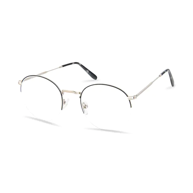 Round Black/Silver Eyeglasses