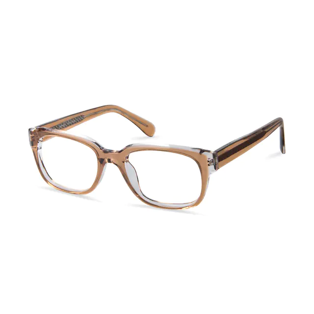 Rectangle Transparent Brown Eyeglasses