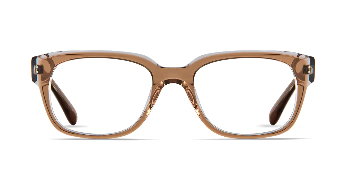 Rectangle Transparent Brown Eyeglasses