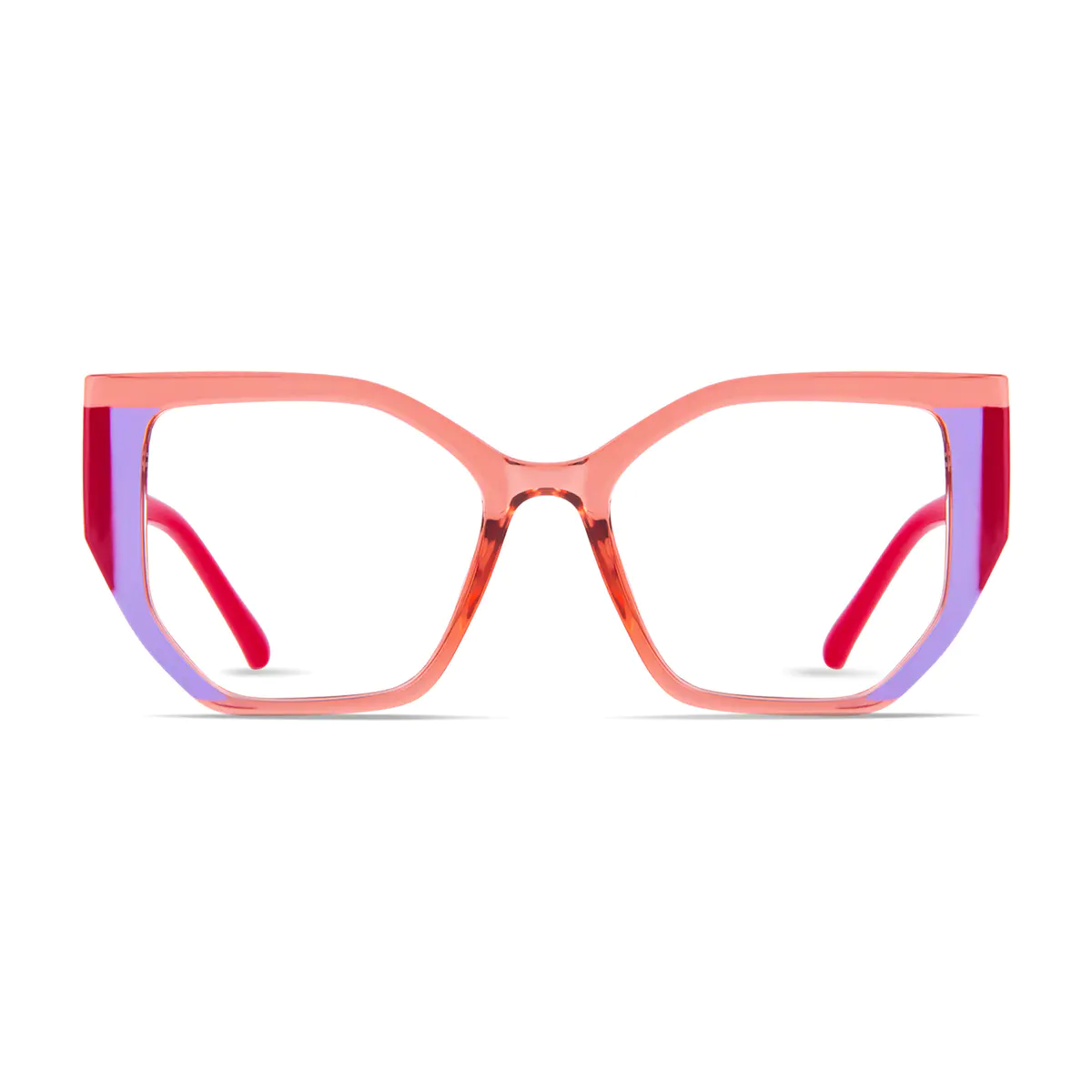 Geometric Transparent Orange/Purple Eyeglasses