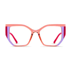 Geometric Transparent Orange/Purple Eyeglasses