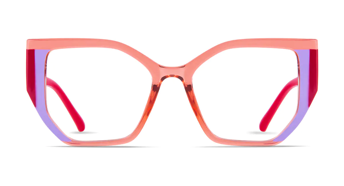 Geometric Transparent Orange/Purple Eyeglasses