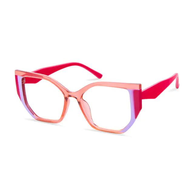 Geometric Transparent Orange/Purple Eyeglasses
