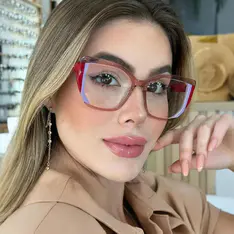 Geometric Transparent Orange/Purple Eyeglasses