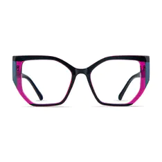 Geometric Transparent Purple/Black Eyeglasses