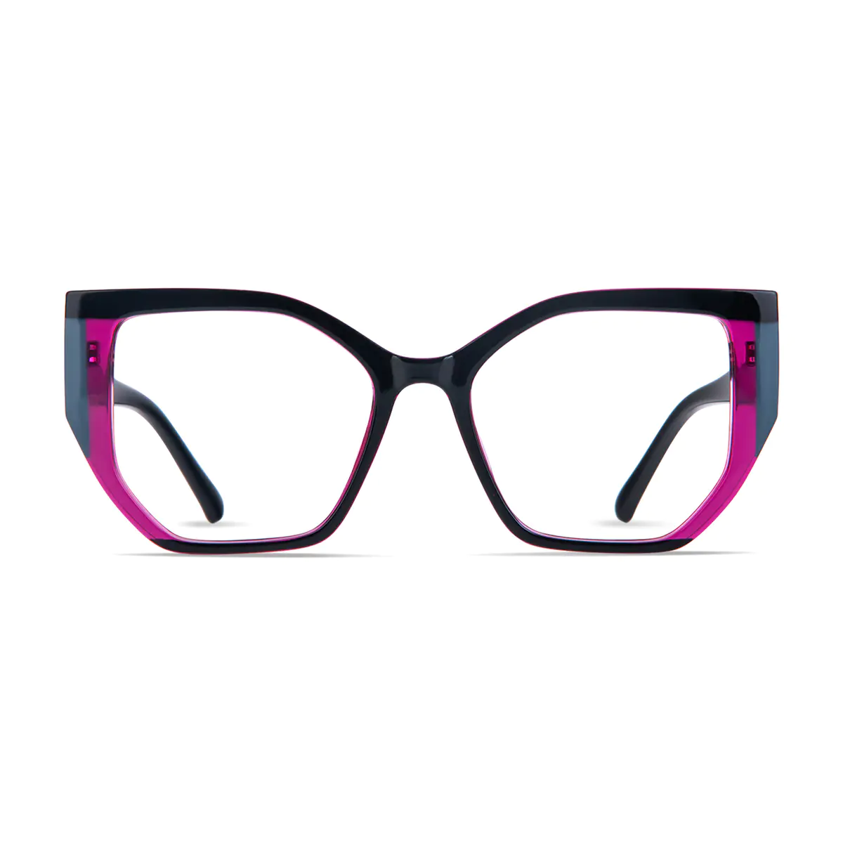 Geometric Transparent Purple/Black Eyeglasses
