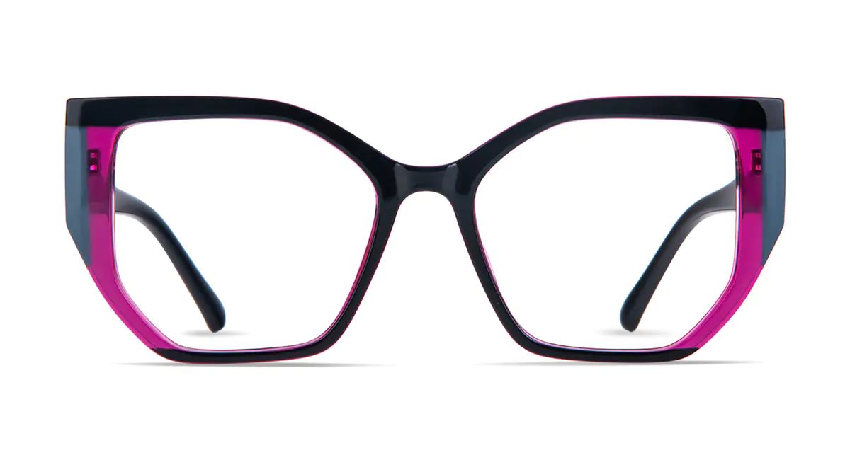 Geometric Transparent Purple/Black Eyeglasses