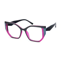 Geometric Transparent Purple/Black Eyeglasses