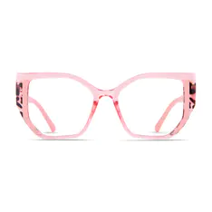 Geometric Transparent Pink/Tortoiseshell Eyeglasses