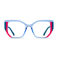Geometric Transparent Blue/Pink Eyeglasses