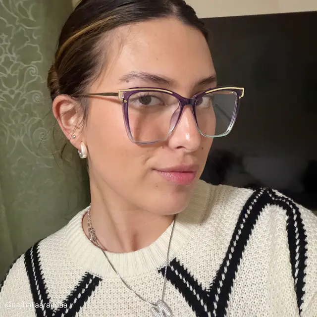 Square Transparent Purple/Transparent Blue Eyeglasses