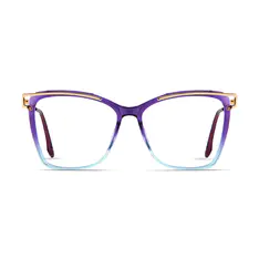 Square Transparent Purple/Transparent Blue Eyeglasses