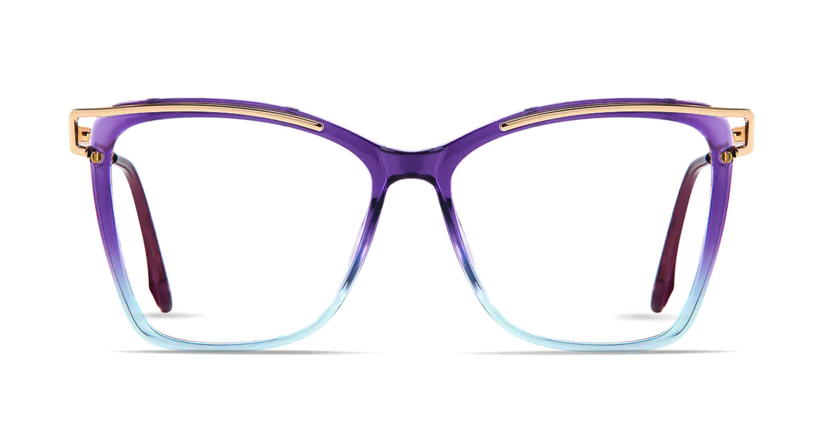 Square Transparent Purple/Transparent Blue Eyeglasses