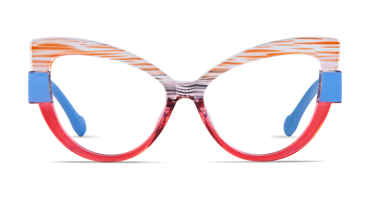 Cat-eye Striped Eyeglasses