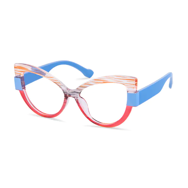 Cat-eye Striped Eyeglasses