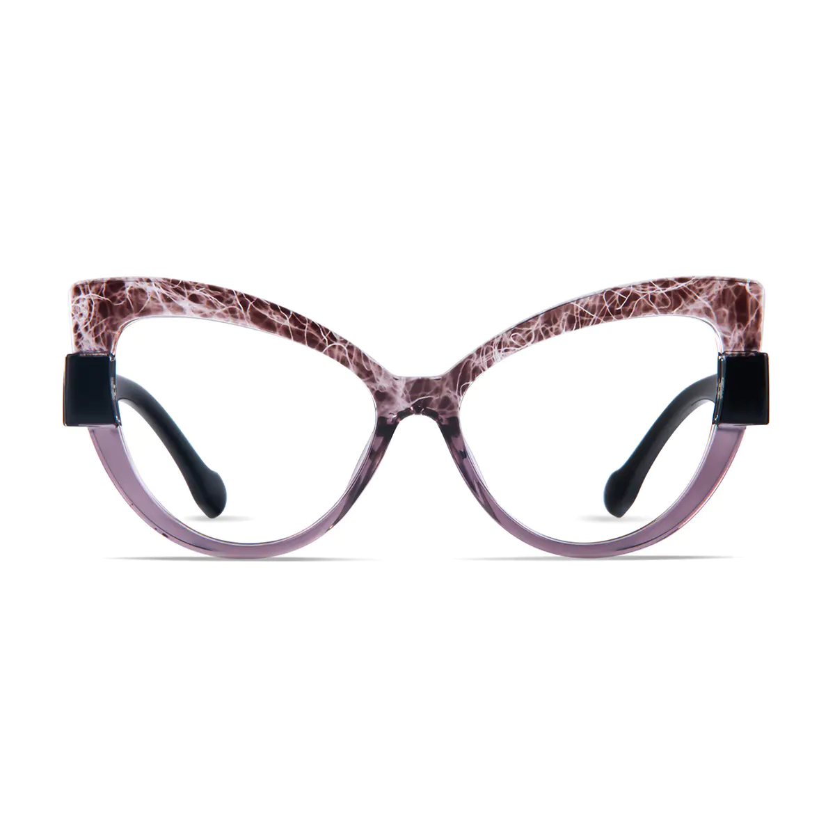 Cat-eye Brown/Transparent Purple Eyeglasses