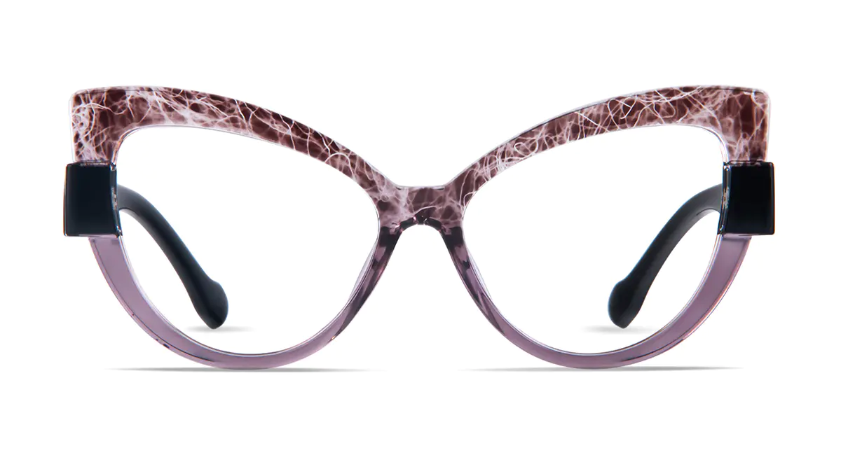 Cat-eye Brown/Transparent Purple Eyeglasses