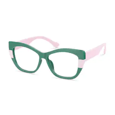 Cat-eye Green/Pale Pink Eyeglasses