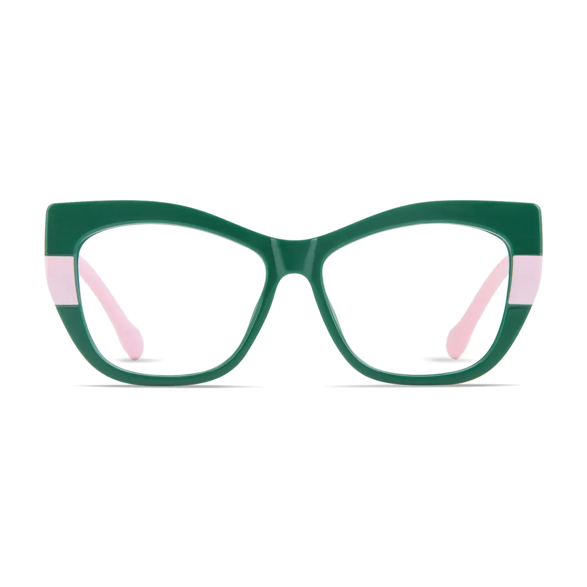 Cat-eye Green/Pale Pink Eyeglasses