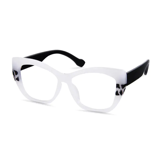 Cat-eye White/Black Eyeglasses