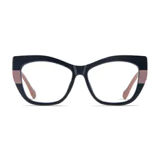 Cat-eye Navy Blue/Brown Eyeglasses