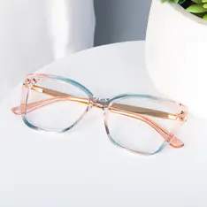 Square Transparent Blue/Transparent Amber Eyeglasses