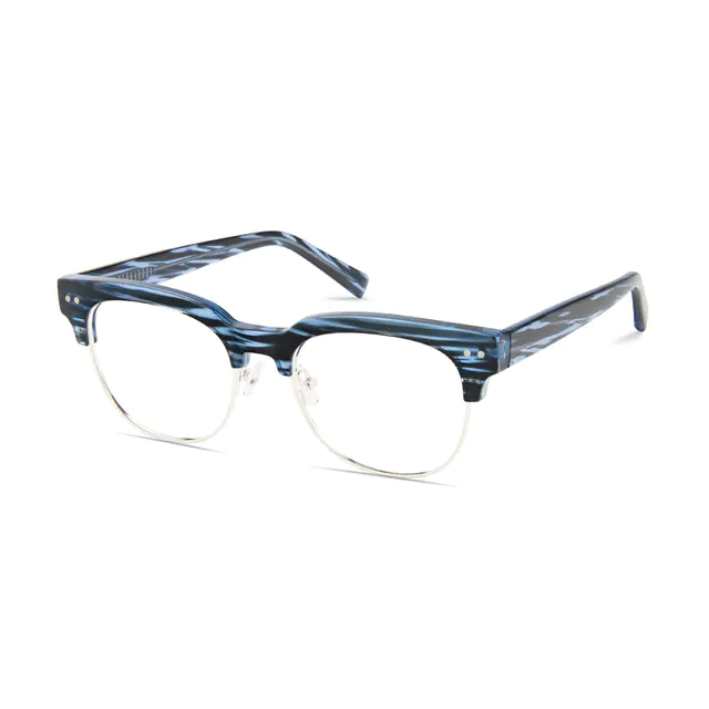 Browline Blue/Silver Eyeglasses